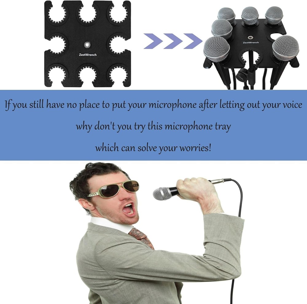 Microphone Holder Multi Mic Holder for Wired and Wireless Mics Multiple Micro...