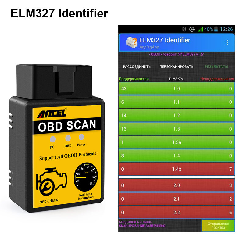 ANCEL ELM327 Auto OBD2 Scanner Car Diagnostic Scan Tool Code Reader Check Engine
