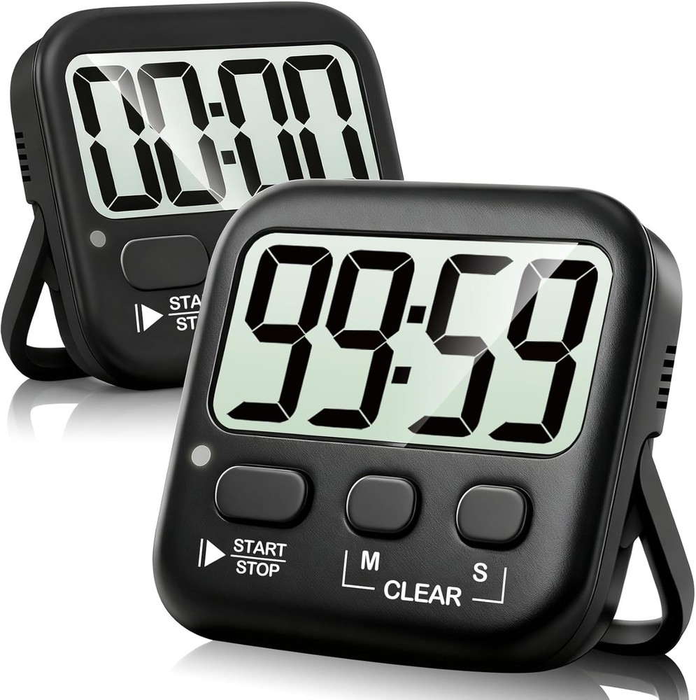 Versatile 2 Pack Countdown Timers with Memory - For Cooking, Classroom, Exercise