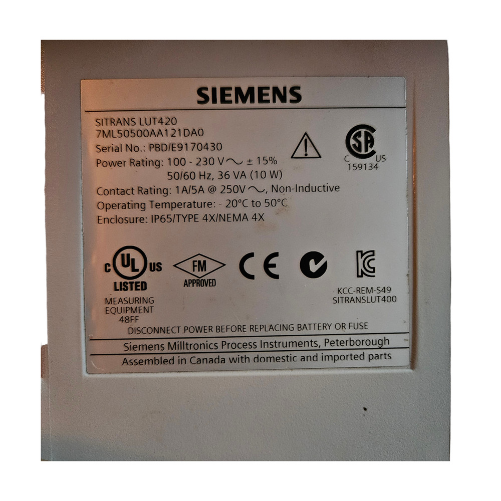 Siemens SITRANS LUT420 Hart Ultrasonic Level Controller Transducer Transmitter