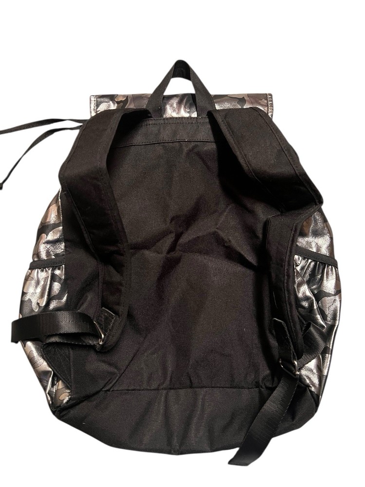JUSTICE BRAND SHINY BLACK CAMMO BACKPACK EXCELLENT CONDITION