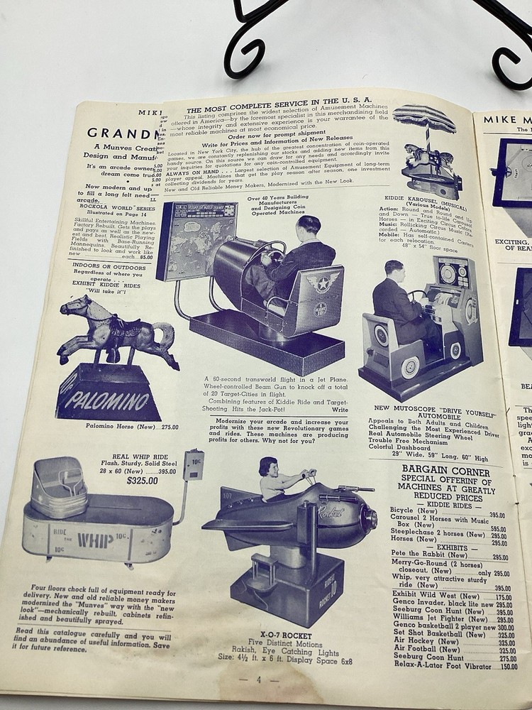 1955 Mike Munves Arcade Catalog & Original Operator Inserts-Complete Lot