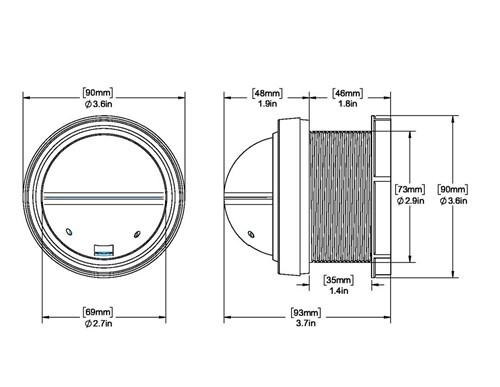 Ritchie Compass, Dash Mount, 2.75" Dial, Black. V-57.2