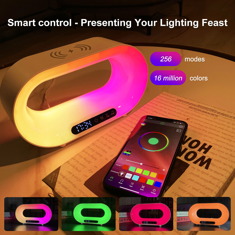 Multi-functional LED Night Light /Desk Lamp /Wireless Charger/ Alarm Clock