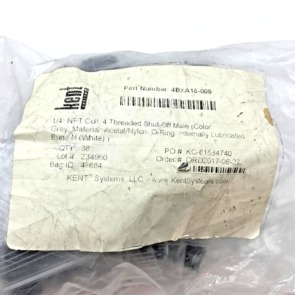 (4 Pack) 1/4" NPT Threaded Shut-Off Male, Grey, Acetal/Nylon O-Ring