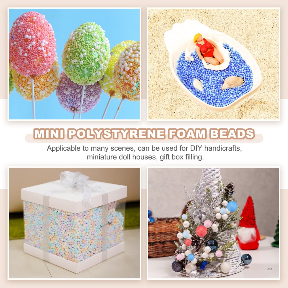 Foam Beads, 4-6mm Mini Polystyrene Foam Balls (Multicolor, 1 Pack 30g)