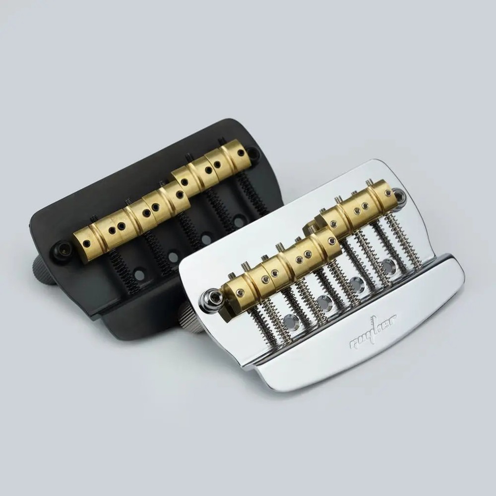 GUYKER 4 String/5 String Hard Tail Fixed Bass Bridge With Brass Saddle Chrome