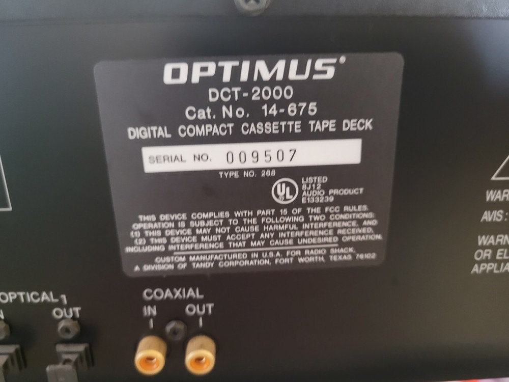 Optimus DCT 2000 Digital Compact Cassette Deck