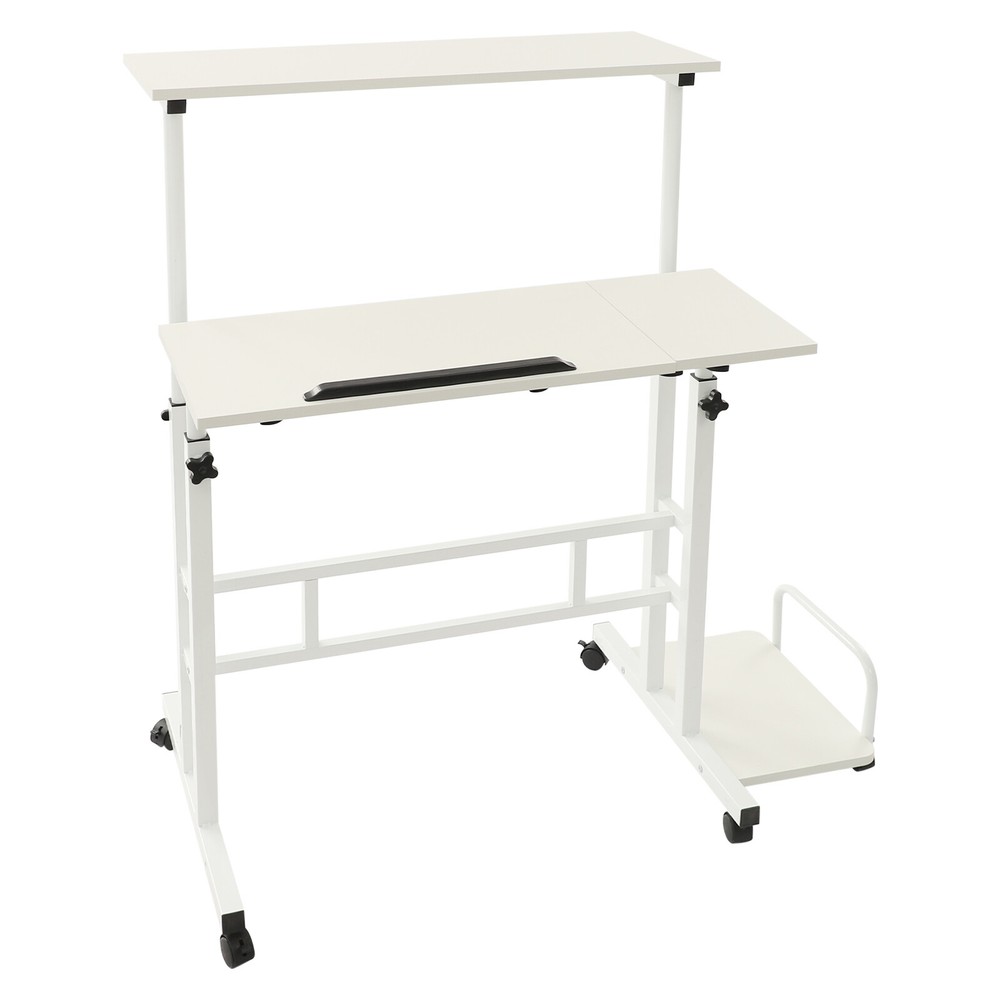 White Computer Desk, Multi Functional Foldable Desk, Adjustable Computer Table