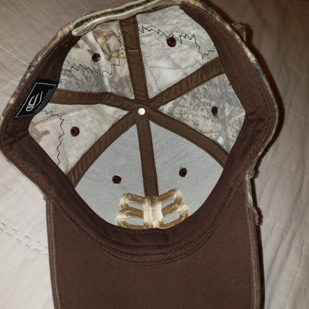 Realtree Distressed Brown Camo Hat Cap Raw Edge Mirrored Bs Hook & Loop NWT