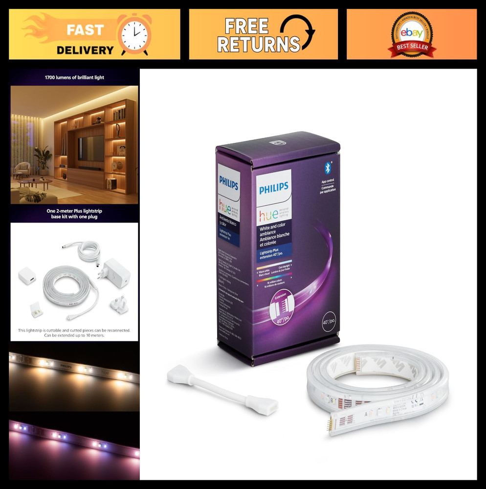Smart LED Lightstrip Extension 1m/3ft - Bluetooth, Voice Control, White Lighting
