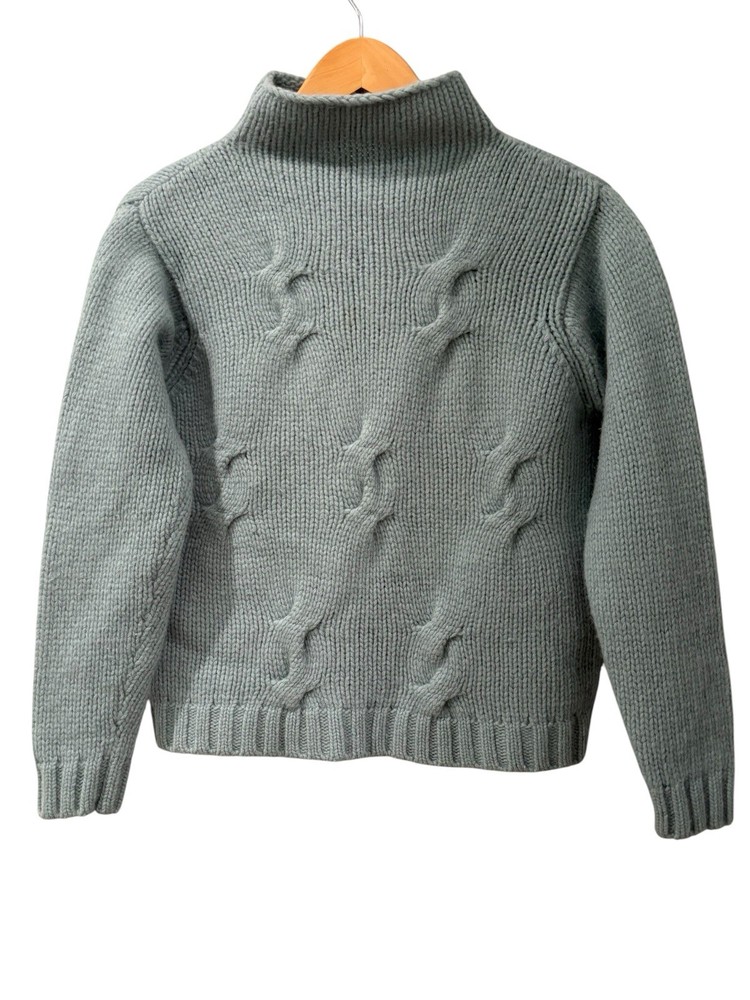 Pendleton Lambswool/Angora Teal Blue Cable Turtleneck Mock Pullover Sweater M