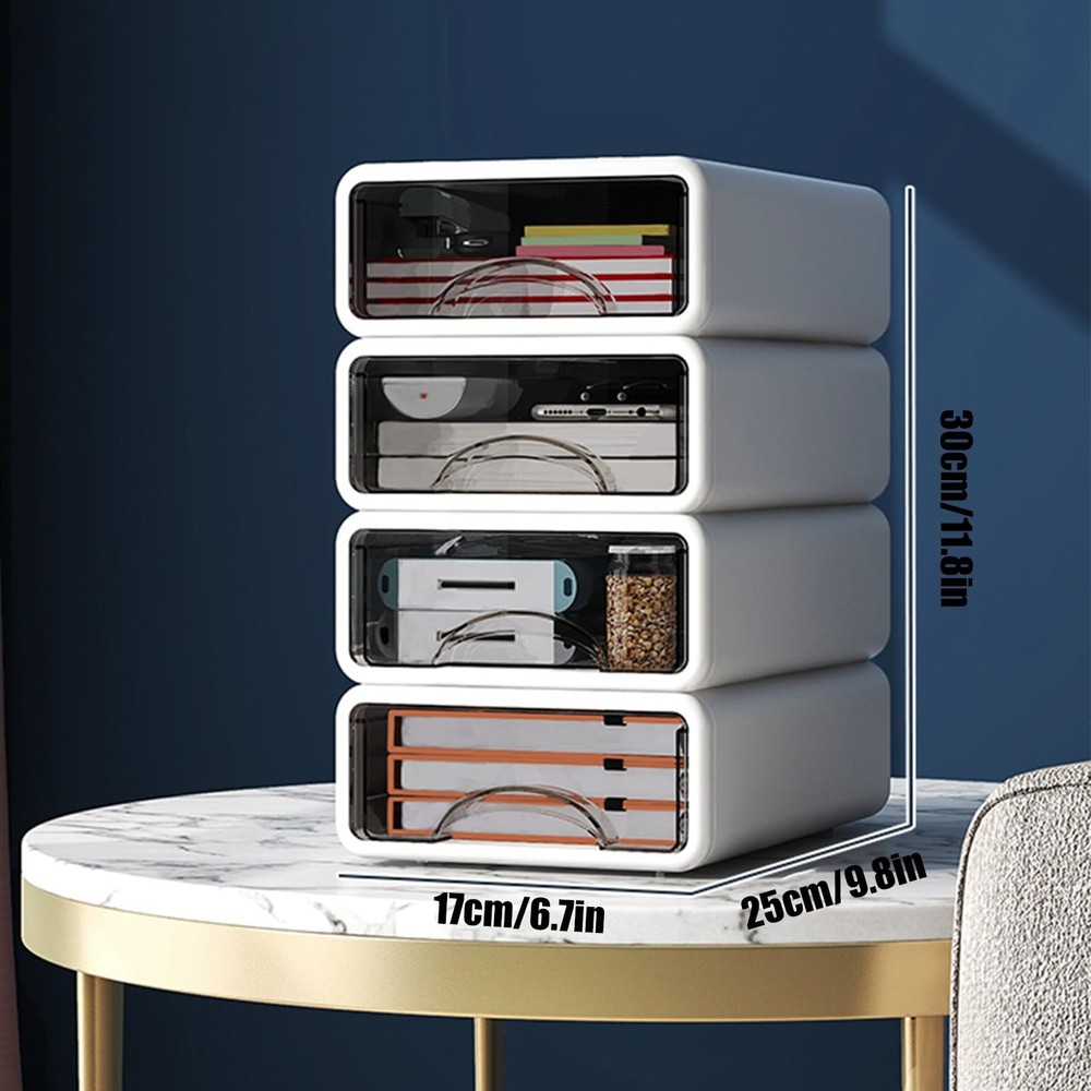 Desk Organizer with Drawers, Stackable Storage Drawers with Compartments Desk...