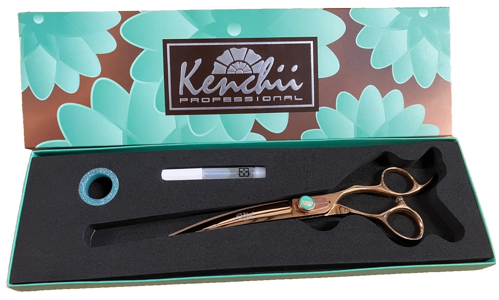 Kenchii Grooming Shears Rose 7" Curved Professionally Sharpened Great Condition!