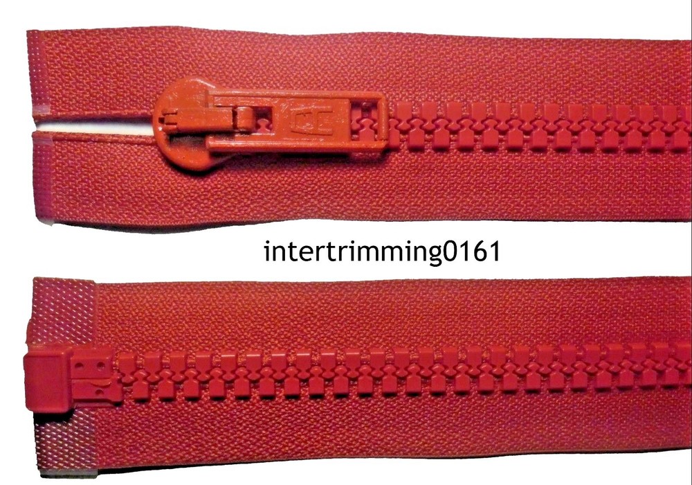 ALBERT ZIP RED & BLUE 22.5"/57CM, CHUNKY TEETH PLASTIC, OPEN END, NO 10