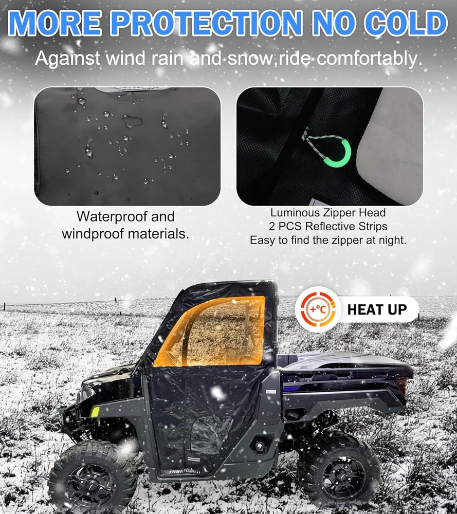 Soft Window Doors and Soft Front Windshield Fit for Ranger 1000 XP 2017-2025 UTV