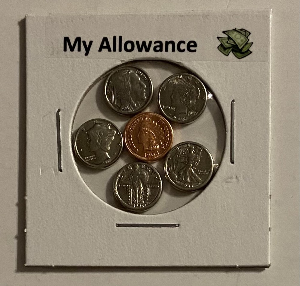 " MY ALLOWANCE " - OBSOLETE MINI U.S. COINS SET IN HOLDER