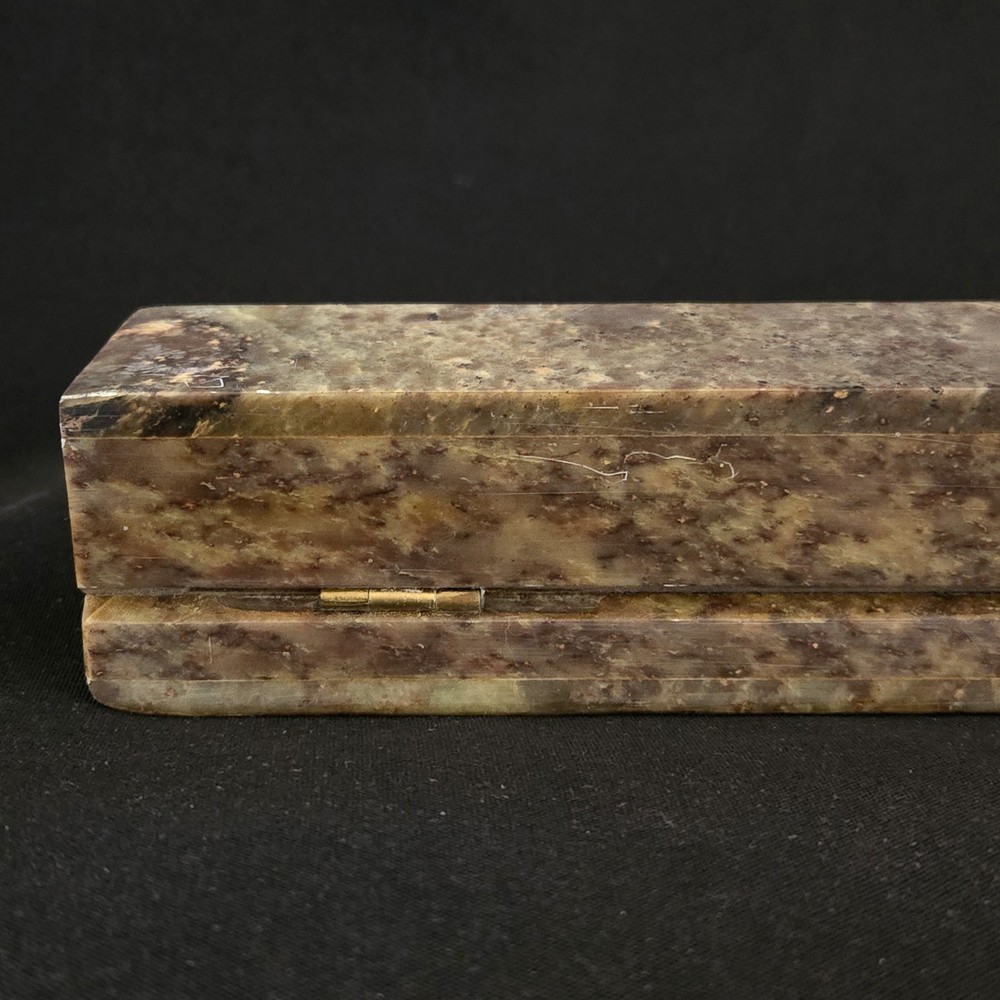 Soapstone Incense Burner Stick Holder Box Hinged Lid 10½" Long Unbranded Issues