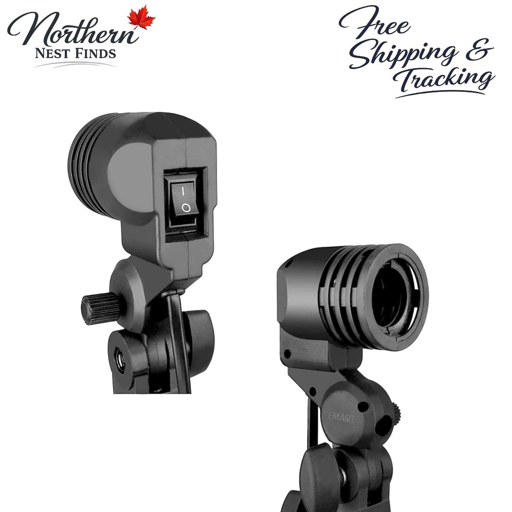 Compact Light Bulb Stand with Umbrella Support for Pro Studio Lighting - 2 Pack