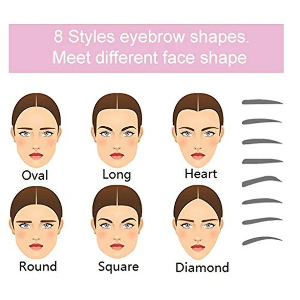 8-in-1 Eyebrow Stencil Brow Stamp Template Reusable Makeup Tools Set