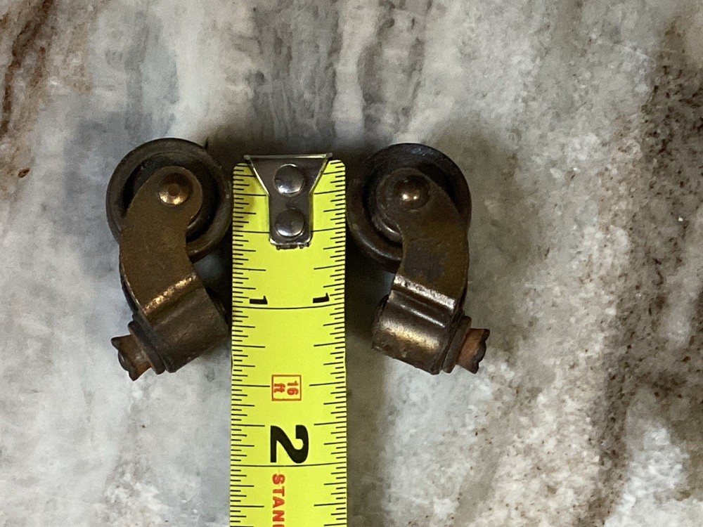 VTG 2 Solid Metal Caster Wheels (brass?) #4001 On Both