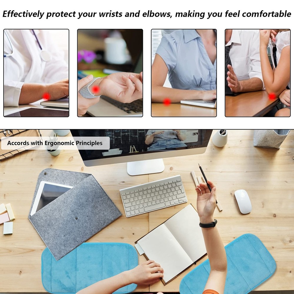 2 Sets Upgraded Computer Wrist Elbow Pad, Flexible Memory Foam Arm Wrist Rest...