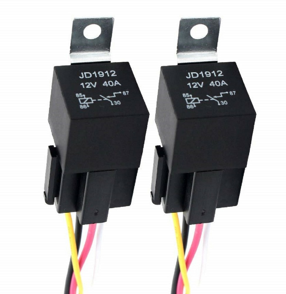 Relay Wire Harness 30A 9007 HB5 Head Light Replace Socket Connector Two Output