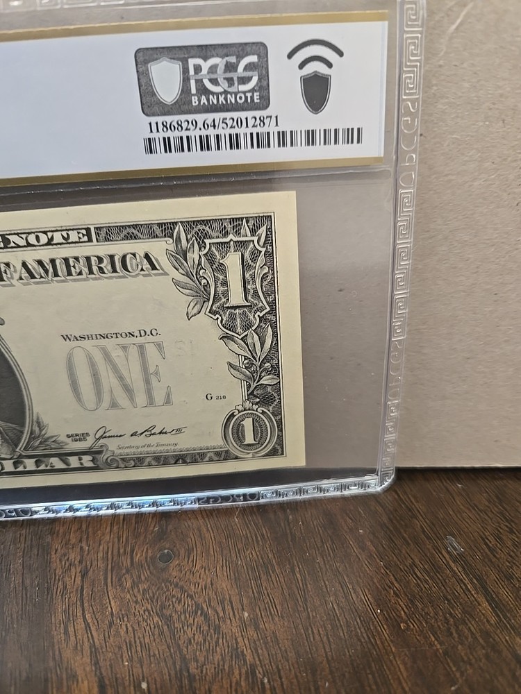 Error Note- $1 1985 SanFran Overprint on back error. PCGS 64 PPQ!