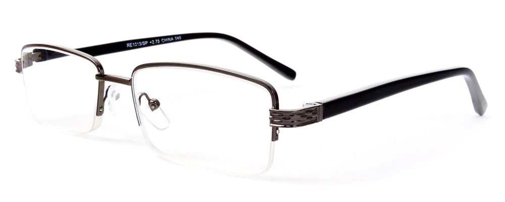 Semi-Rimless Rectangle Lenses Spring Hinges Reading Glasses