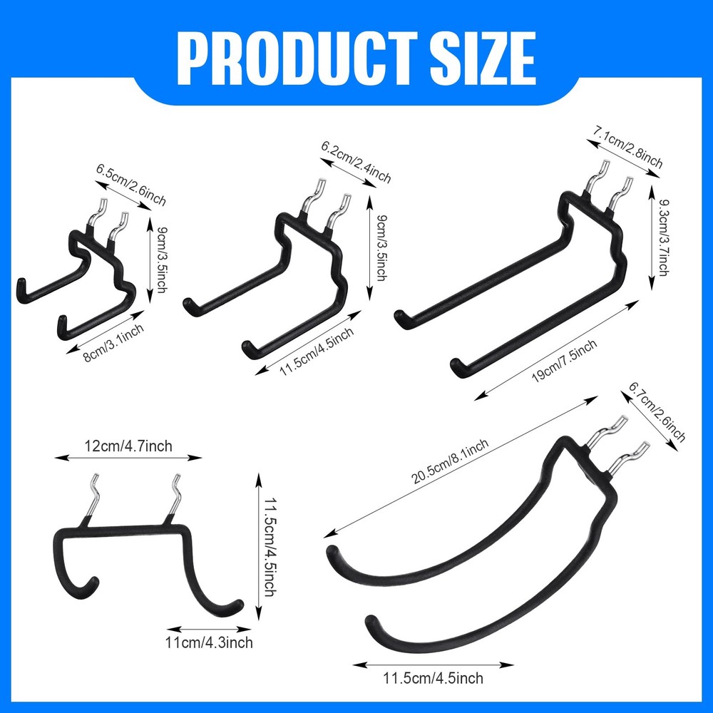 20 Pegboard Hooks Set, Heavy Duty Drill Holders for Garage, Kitchen & Workbench