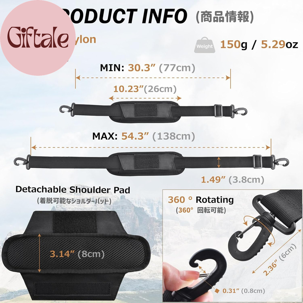 Wide Replacement Shoulder Strap Adjustable Crossbody Canvas Webbing for Messenge