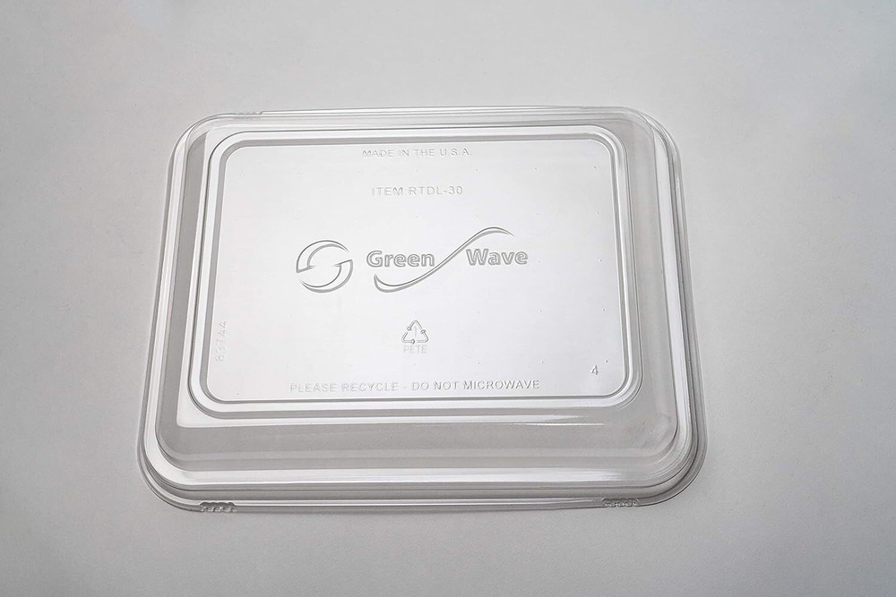 Green Wave RTDL-30 30 Oz Repurpose Clear Rectangular PET Dome Lid, 200/CS