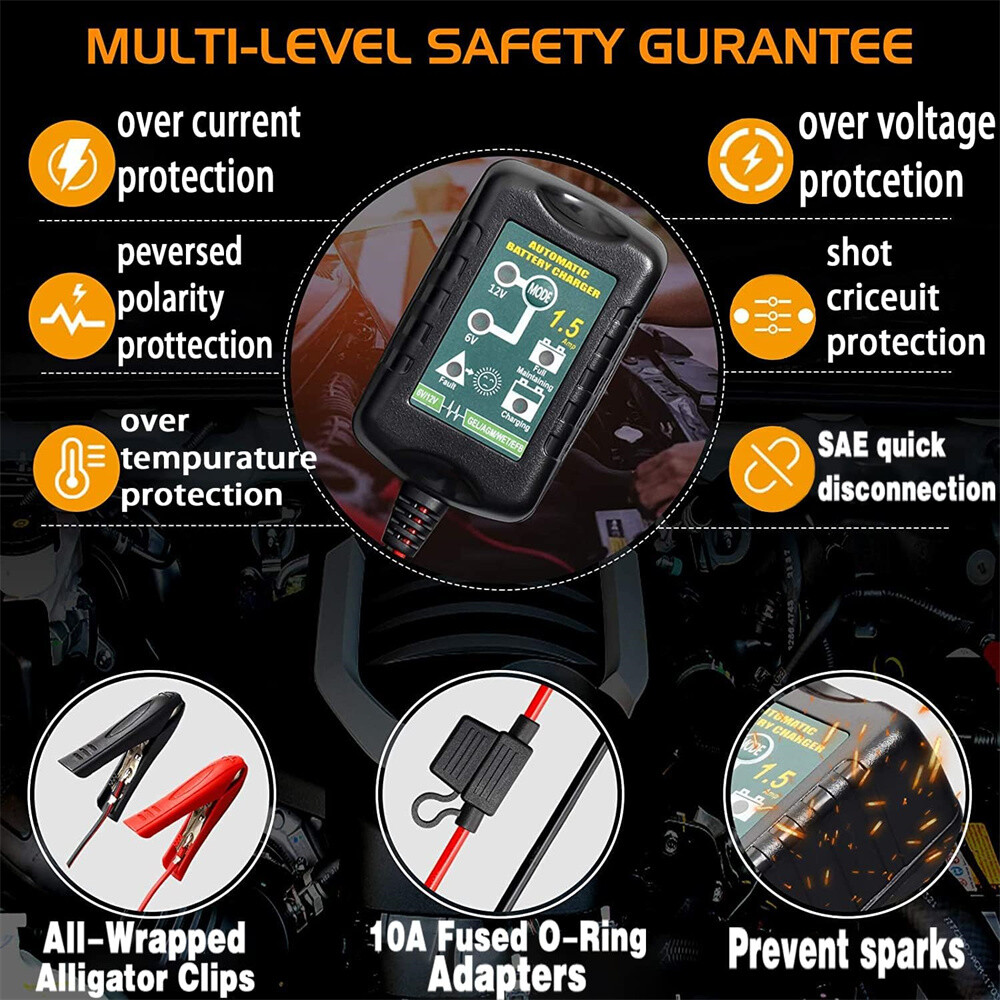 Automatic Battery Charger Maintainer Motorcycle Trickle Float For Tender 6V 12V