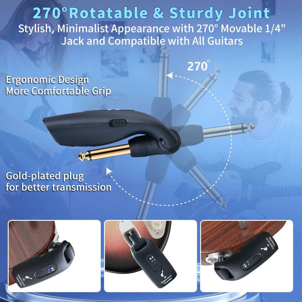 Wireless Guitar System Transmitter Receiver Audio Guitar 100ft Rechargeable