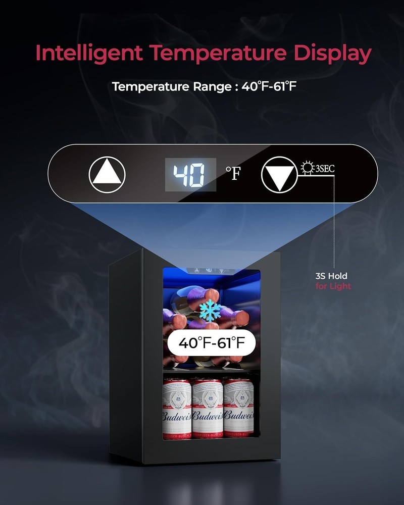 6 Bottles and 6 Cans Compact Beverage Refrigerator, High-quality Mini Fridge wit