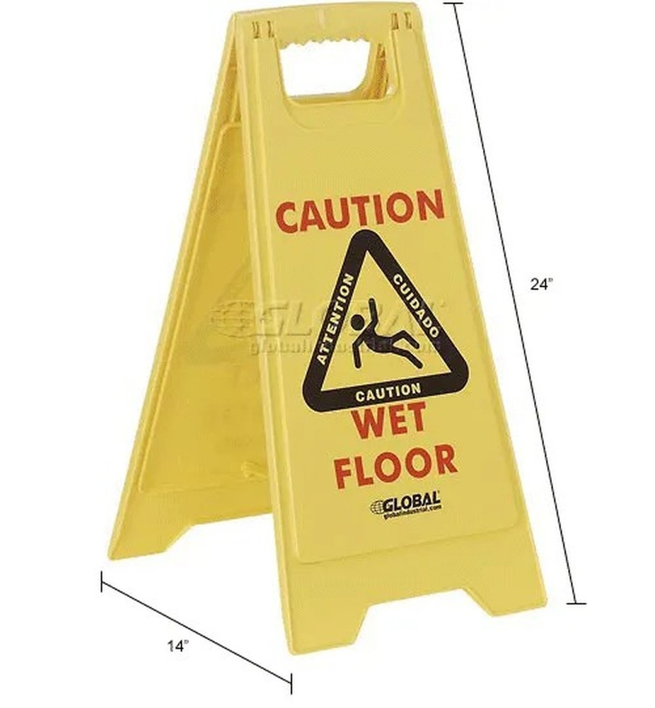 Global Industrial? Floor Sign 2 Sided Multi-Lingual - Caution