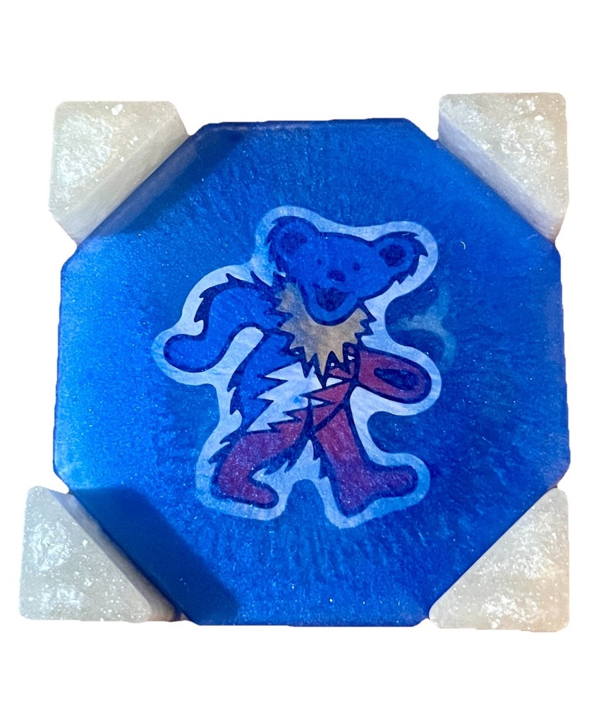 Handmade Grateful Dead Resin Coaster Set