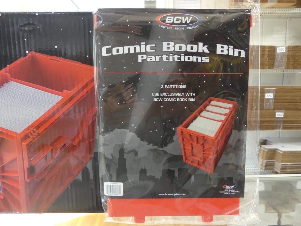 BCW Red Short Comic Book Bin & Extra Partitions Bundle - 4 Partitions Total