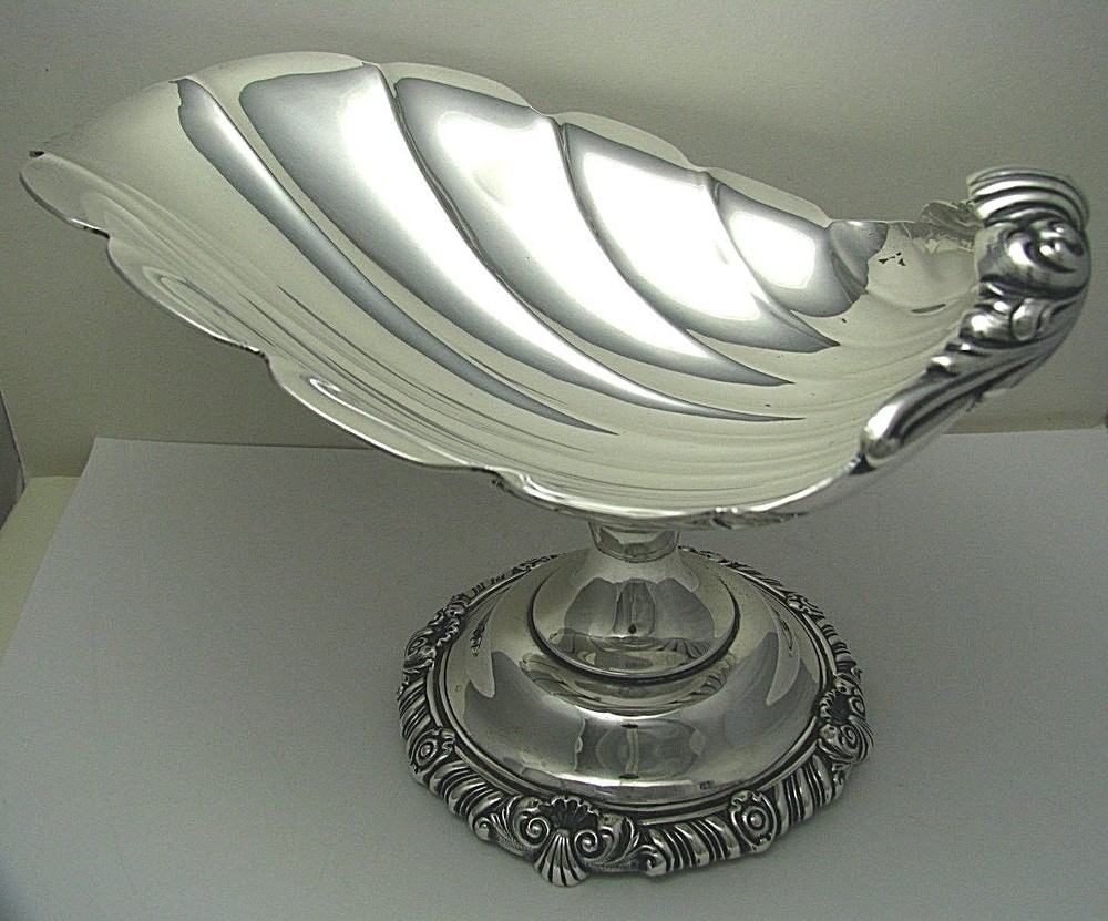 WATSON STERLING SILVER SHELL DISH SEAFOOD BOWL PEDESTAL SHELL by Watson ca1890s