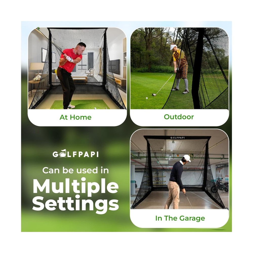 GOLFPAPI Pro Golf Practice Net – Heavy‑Duty 7.5ft & 10ft Steel Frame