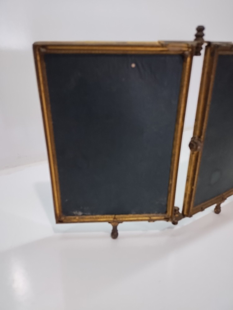 vitage brass triptych folding mirror