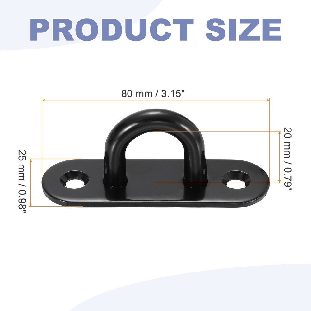 2Pcs M5 Eyelet Bracket Set Rectangular Hook Plate and Hook, Black