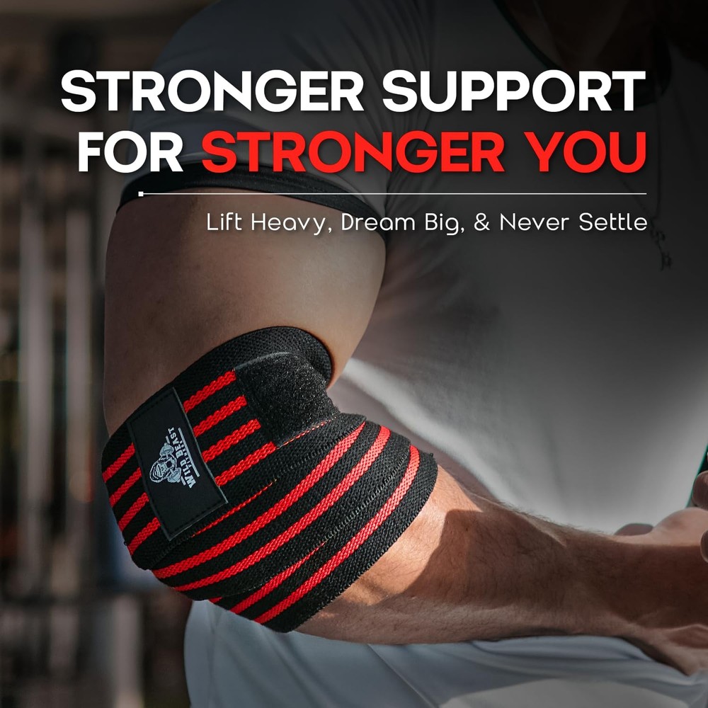 Elbow Wraps for Weightlifting (Pair), Stretchable & Breathable 41" Elbow Comp...