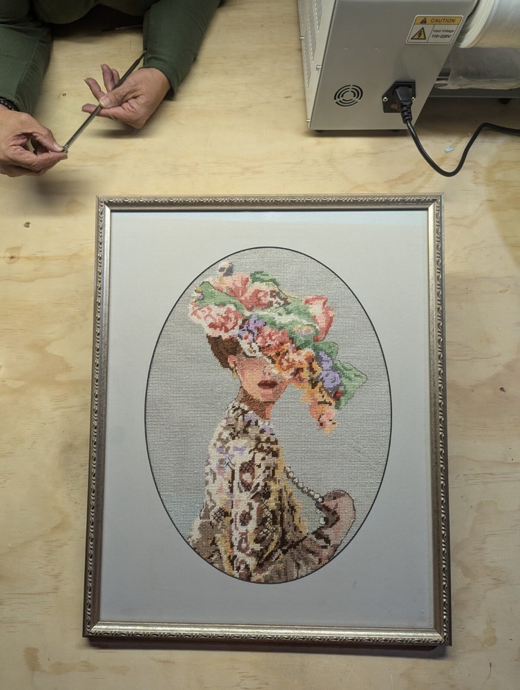 Dimensions Lady Victoria Completed Framed Needlepoint Ribbon Embroidery Kit 2425