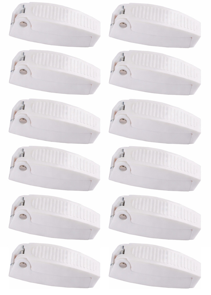 RV Camper Door Catch Latch Holders Baggage Compartment Clips, White, 12 Pack