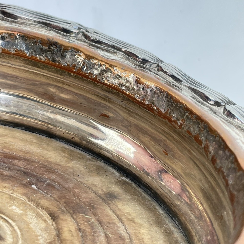 Antique Silver Plated & Oak Bottle Coaster 15.5cm
