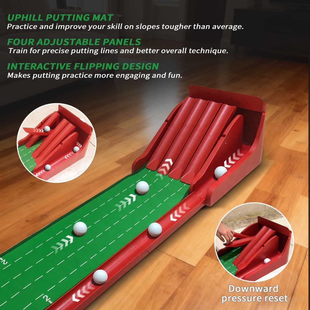 Best Golf Putting Mat with Fun 4 Flips for Uphill Function Challenge Game Green
