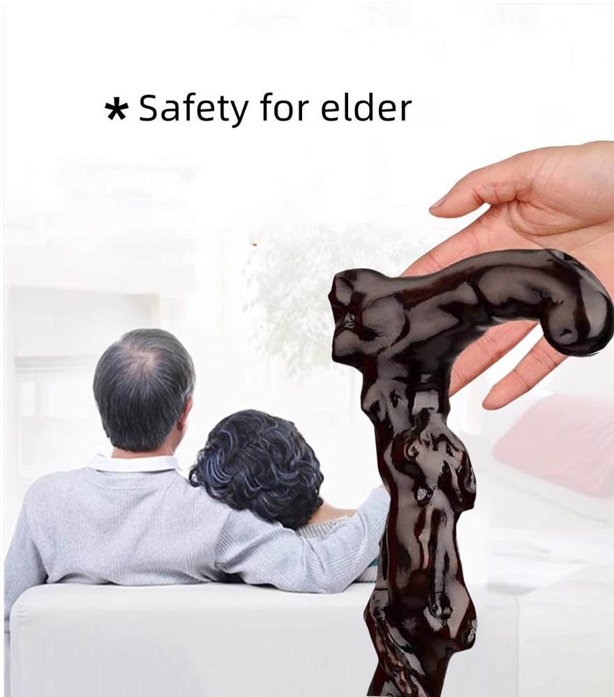 Handmade Ebony Walking Cane with Curved Handle - Elegant Support Stick