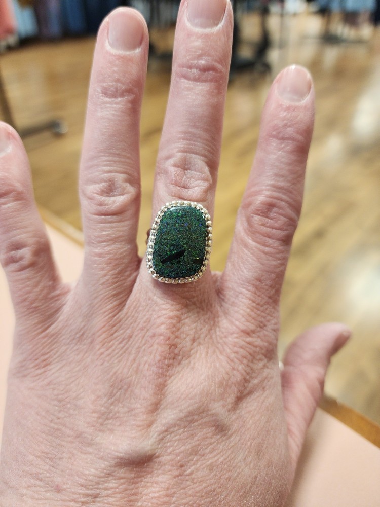 NWT Size 7.5  Sterling Silver & Stone Native American Ring Signed