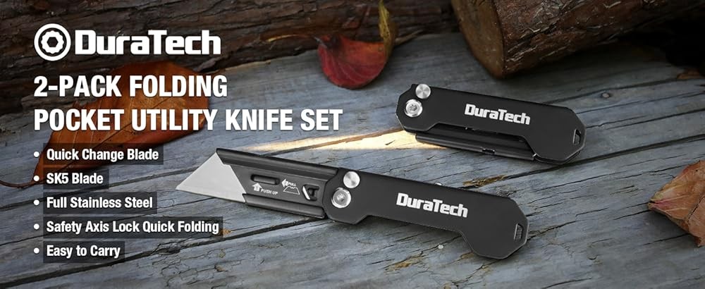 Folding Utility Knife, Mini Box Cutter with Safety Axis Lo,